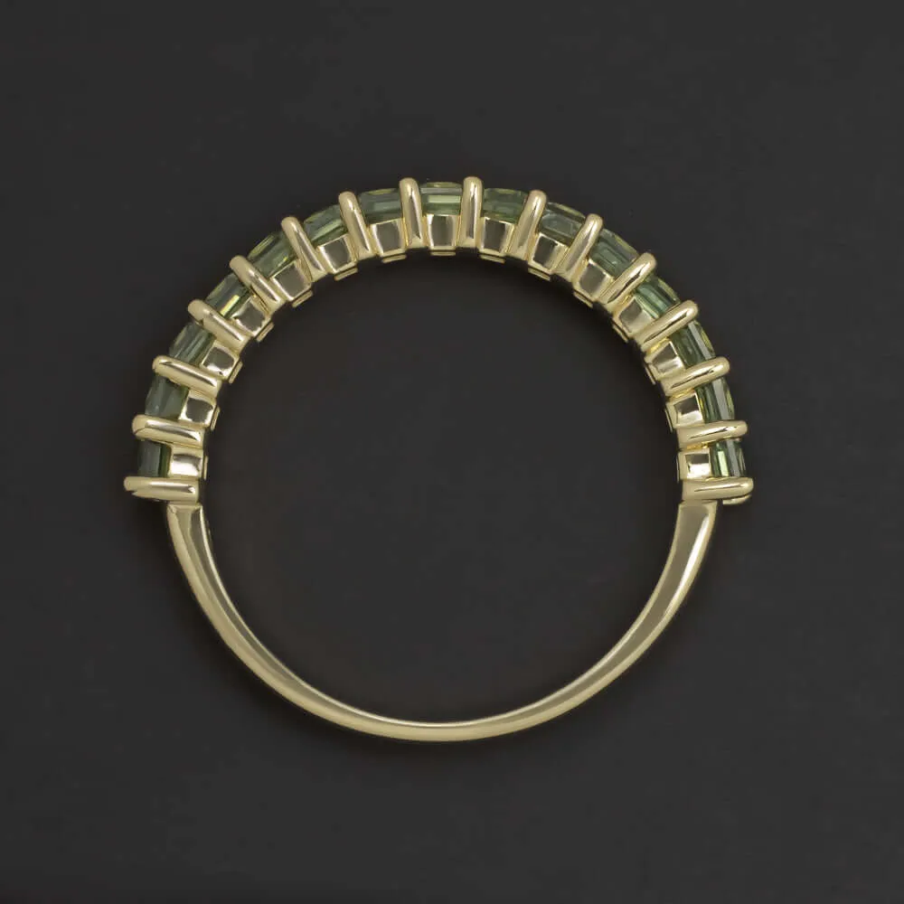 1.5ct NATURAL GREEN SAPPHIRE STACKING RING WEDDING BAND 14k YELLOW GOLD BAGUETTE