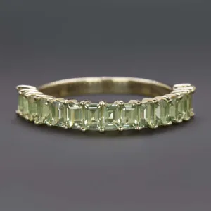 1.5ct NATURAL GREEN SAPPHIRE STACKING RING WEDDING BAND 14k YELLOW GOLD BAGUETTE