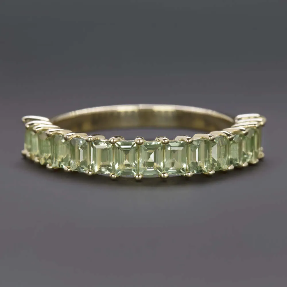 1.5ct NATURAL GREEN SAPPHIRE STACKING RING WEDDING BAND 14k YELLOW GOLD BAGUETTE
