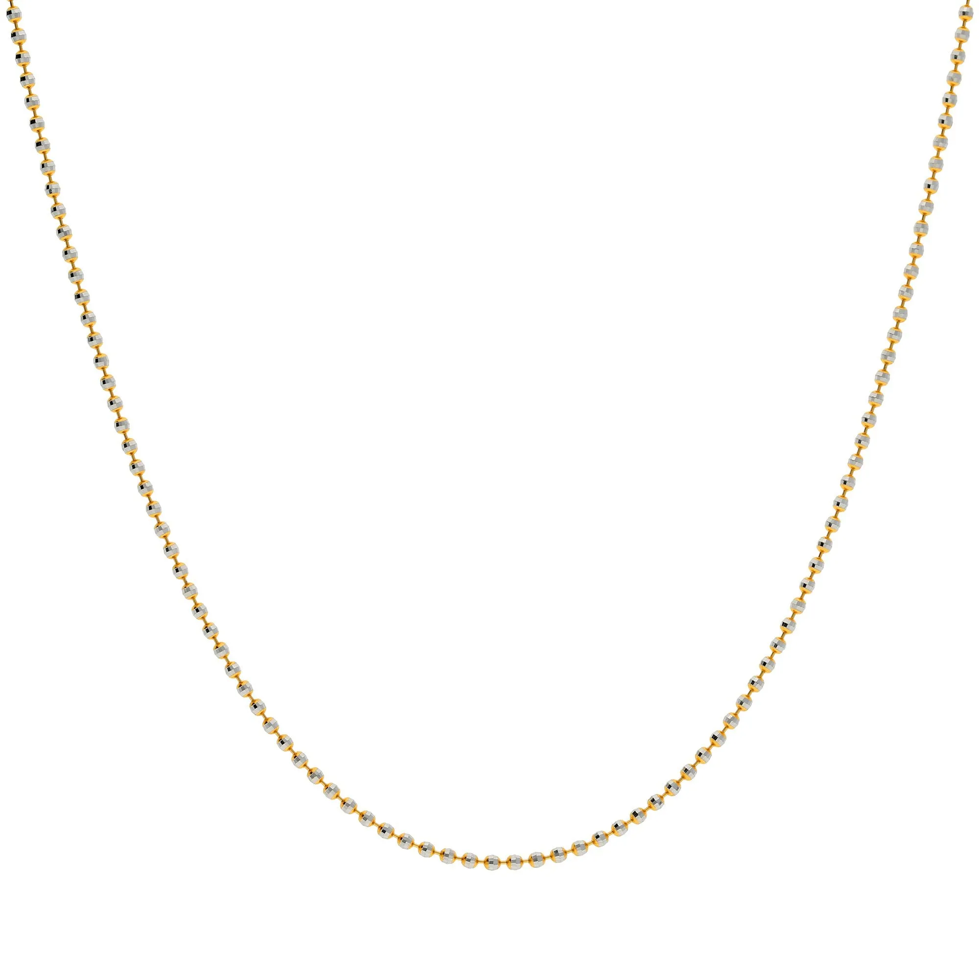22K Multi Tone Gold Bead Ball Chain Necklace