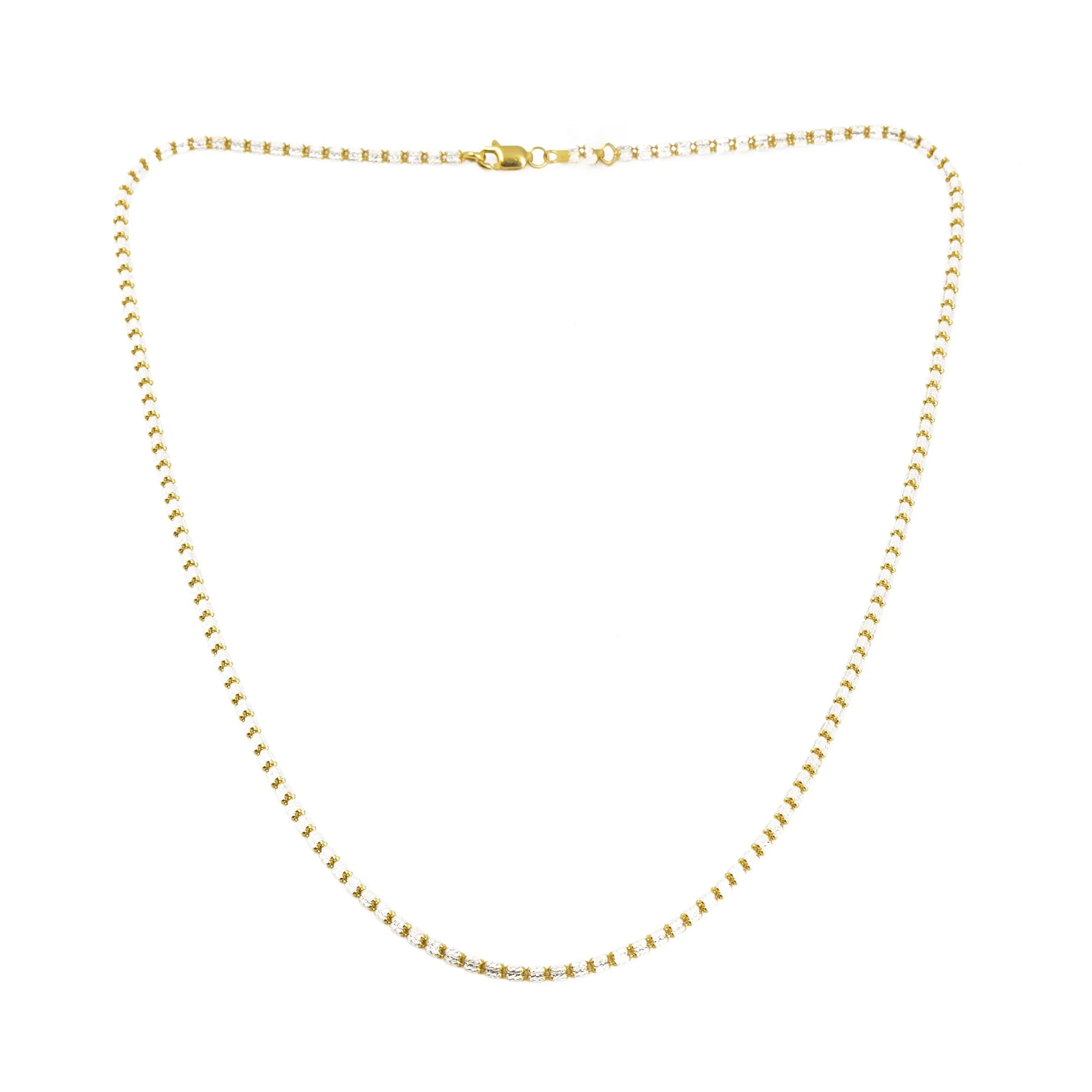 22K Multi Tone Gold Chain W/ Clustered Beaded Strand