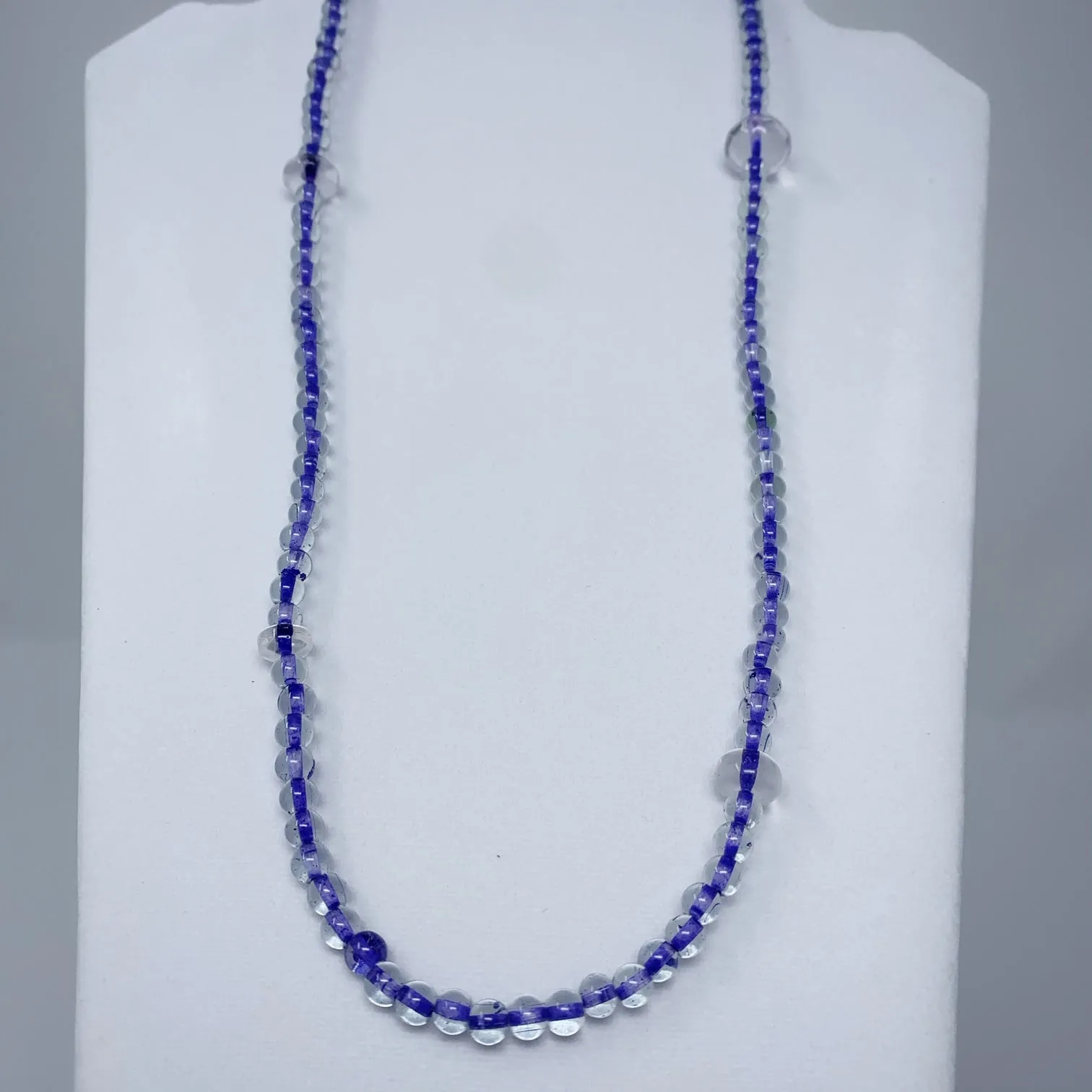 27" Clear and Purple Glass Bead Necklace (Dozen)
