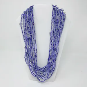 27" Clear and Purple Glass Bead Necklace (Dozen)