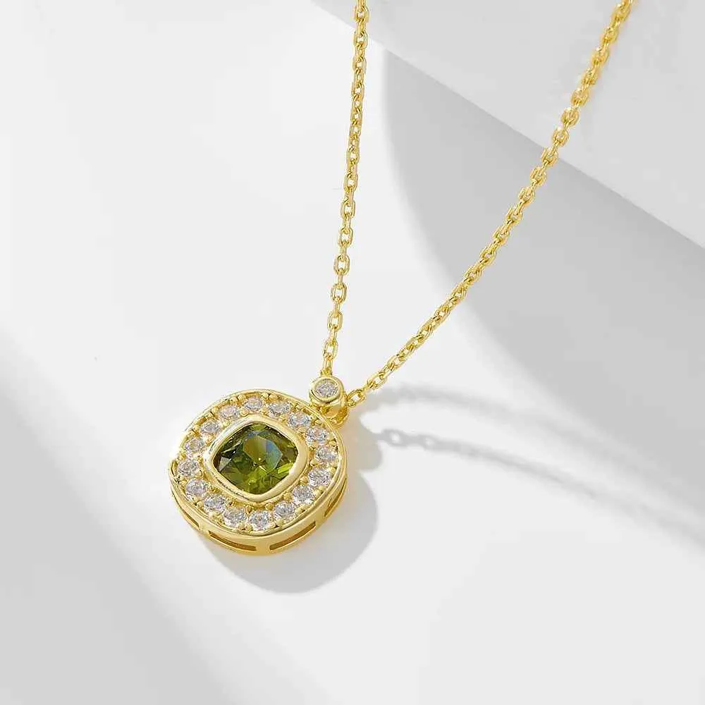 925 Sterling Silver Earring, Ring, and Necklace Charm Jewelry Set - Olive Green Zircon - CCF0025