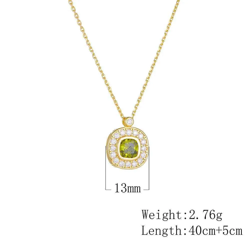 925 Sterling Silver Earring, Ring, and Necklace Charm Jewelry Set - Olive Green Zircon - CCF0025