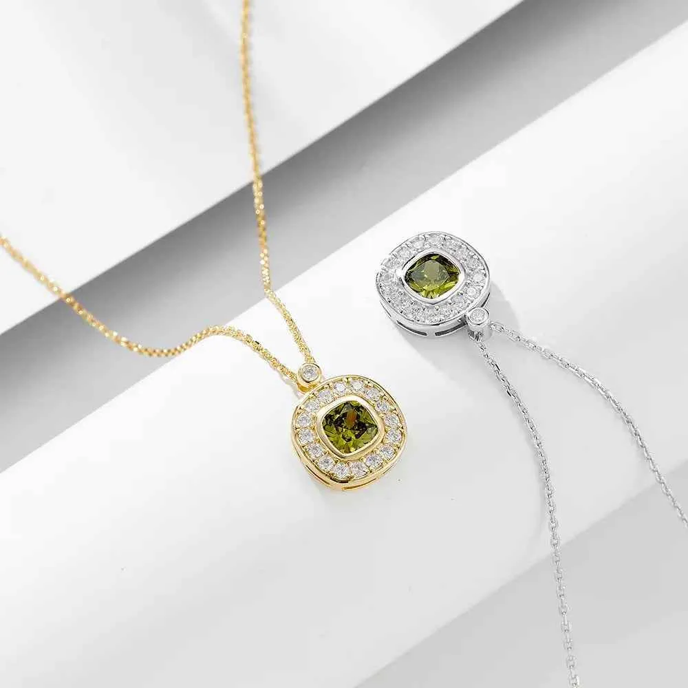 925 Sterling Silver Earring, Ring, and Necklace Charm Jewelry Set - Olive Green Zircon - CCF0025