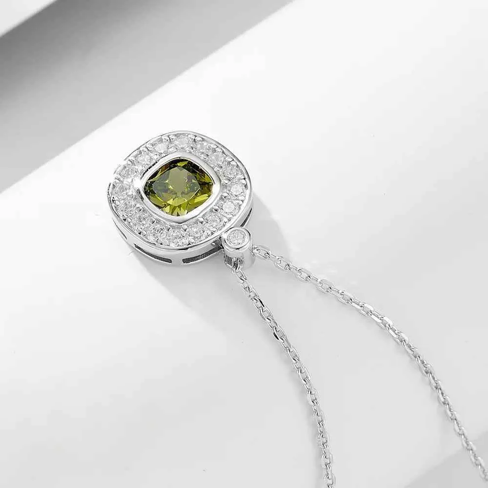 925 Sterling Silver Earring, Ring, and Necklace Charm Jewelry Set - Olive Green Zircon - CCF0025