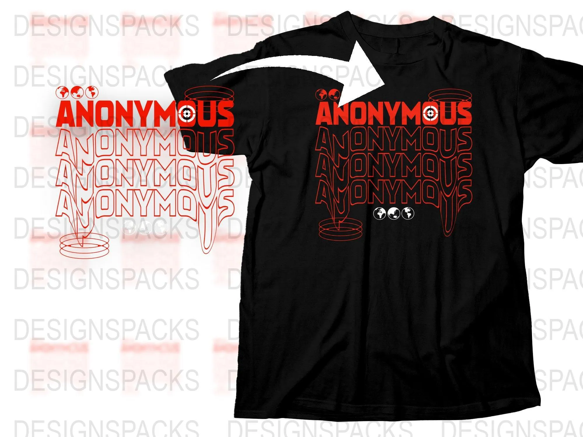 Anonymous Bold Red and White Graphic Streetwear Png Digital Download
