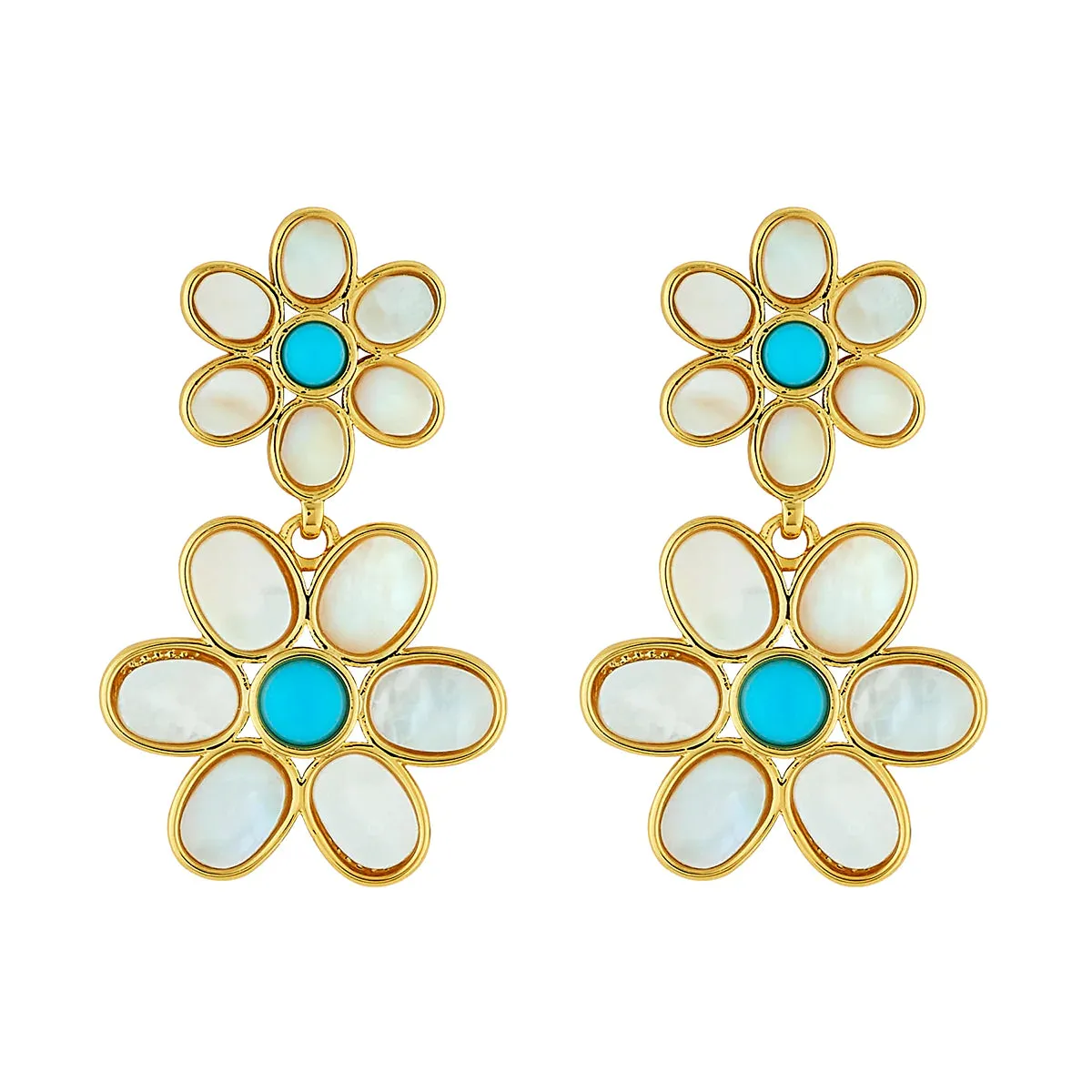 ASHA Double Daisy Turquoise Earrings