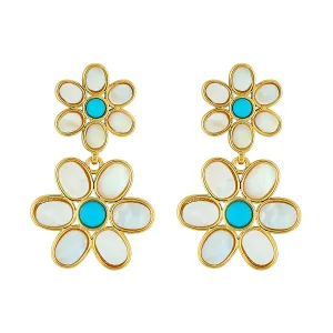 ASHA Double Daisy Turquoise Earrings