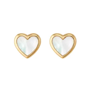 ASHA Heart Studs, Mother of Pearl