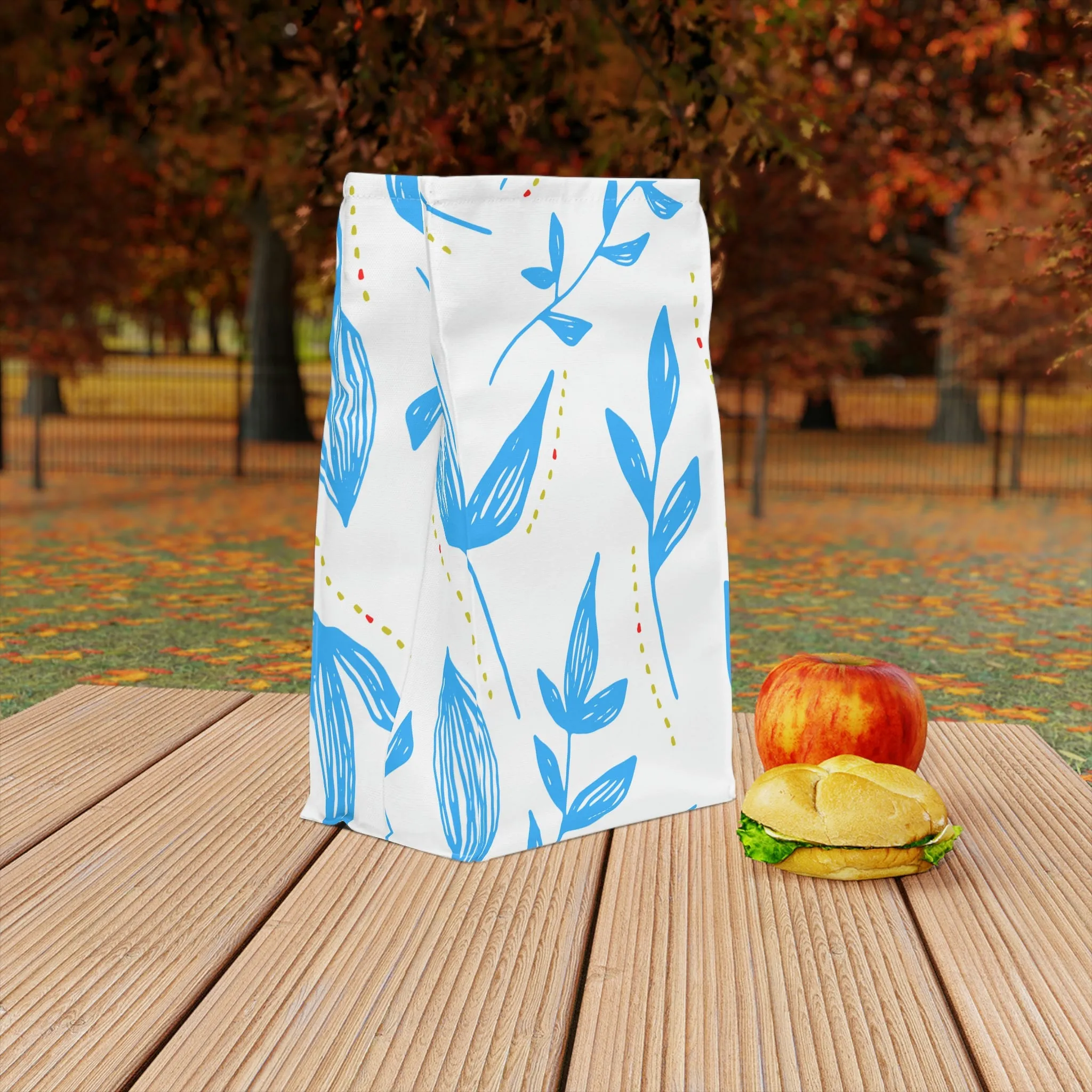 blue floral Polyester Lunch Bag