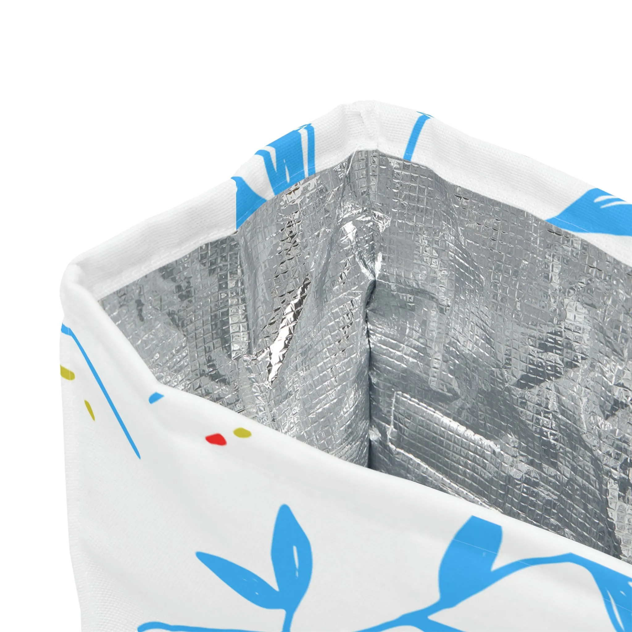 blue floral Polyester Lunch Bag
