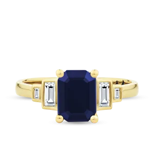 Bluebird™ Sapphire & 2.40ct TW Diamond Ring in 9ct Yellow Gold