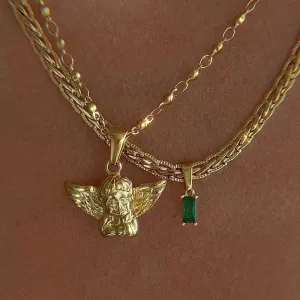 Bohemia Multilayer Cherub Pendant Chain Necklace For Women