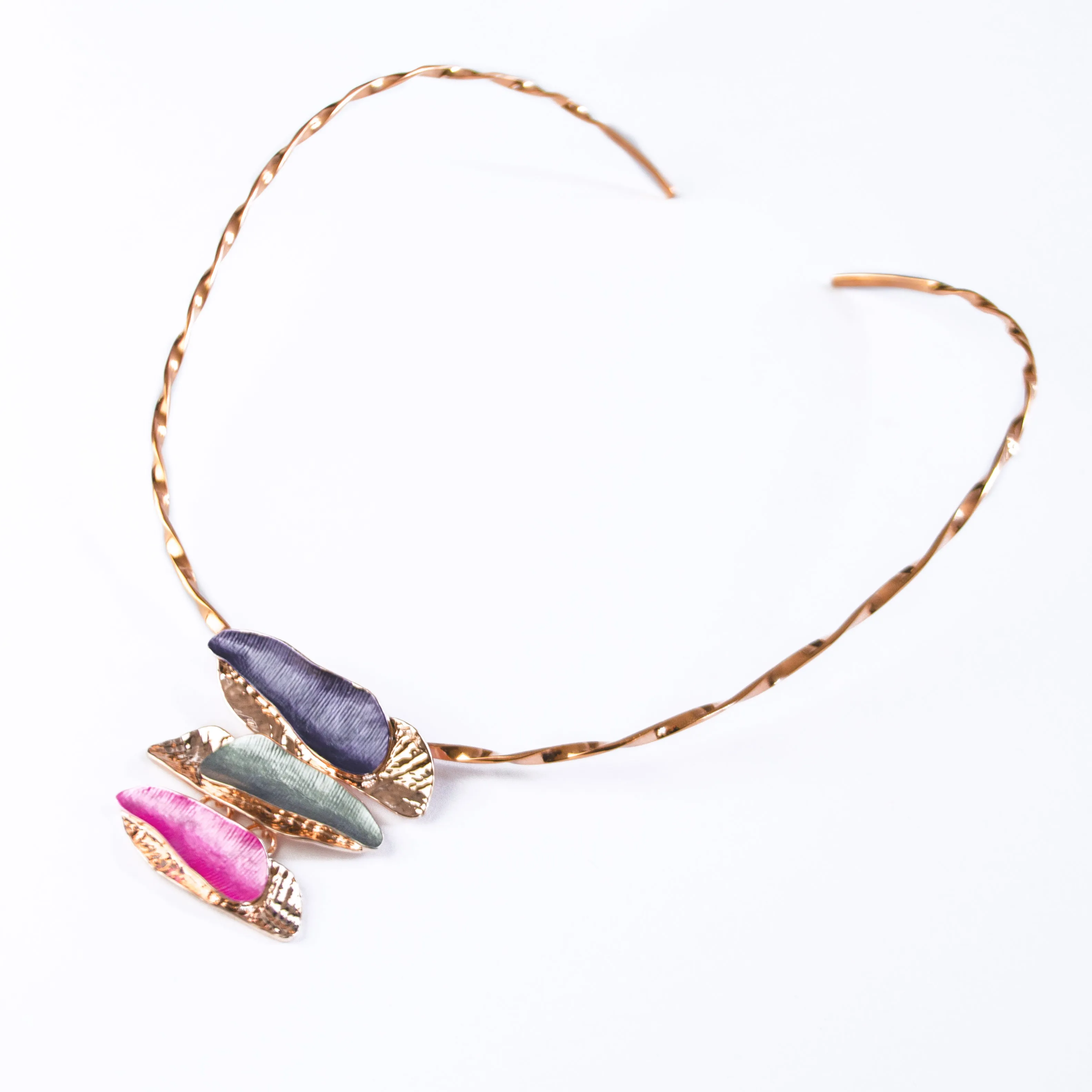 Boho Style Triple Barrette Necklace & Earrings Set