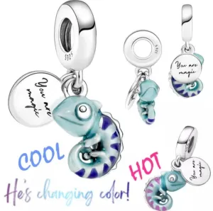 Colour Changing Chameleon Charm - 925 Sterling Silver