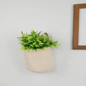 Cotton Beige Plain Basket With Handle | 6 x 7 inches