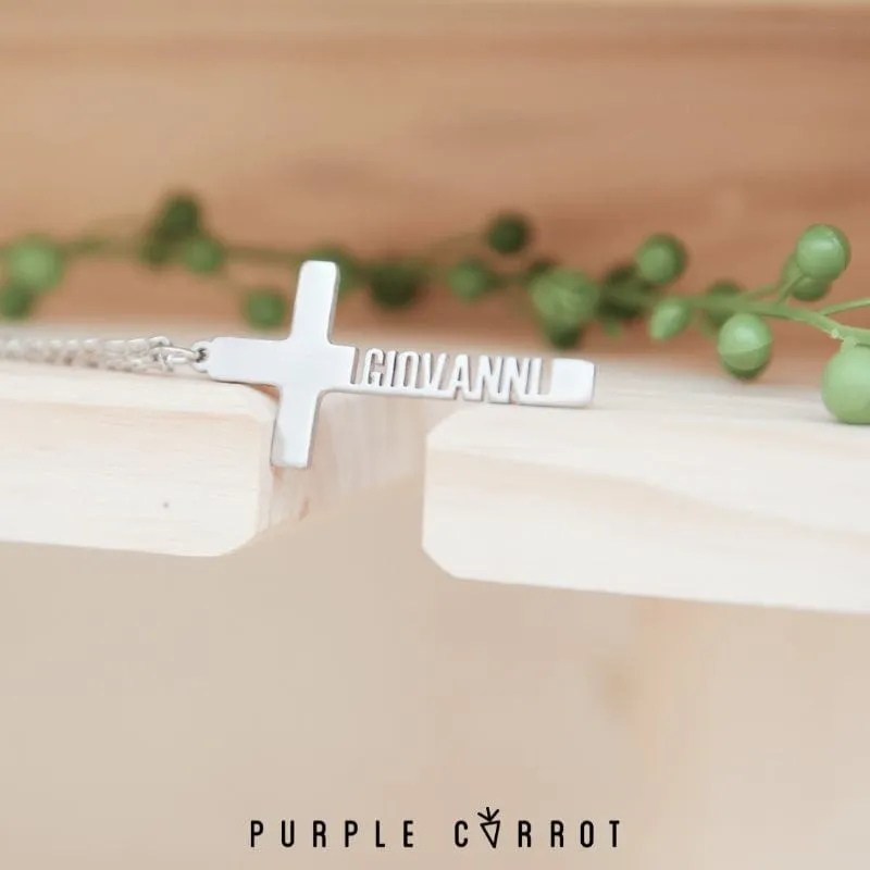 Custom Cross Cutout Name Necklace