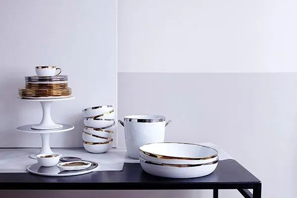 Dauville Gold Metallic Porcelain 3 Piece Dinnerware Set, Service For 1