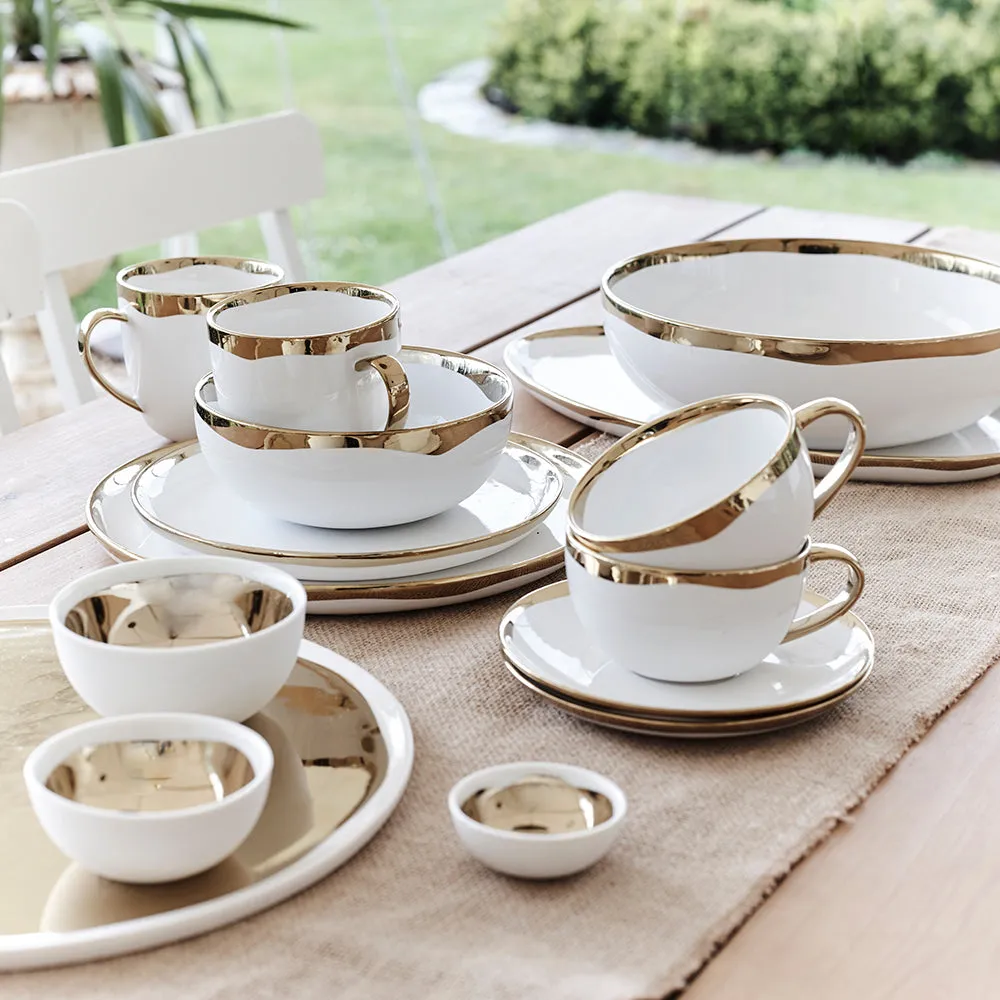 Dauville Gold Metallic Porcelain 5 Piece Dinnerware Set, Service For 1