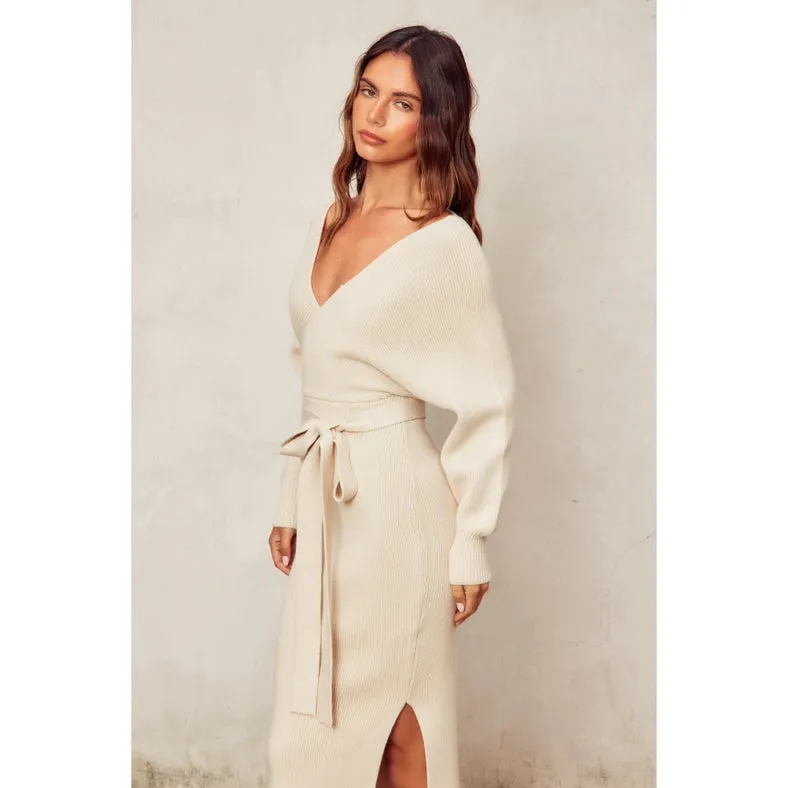Easy To Love Knitted Midi Dress CREAM