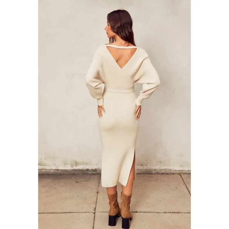 Easy To Love Knitted Midi Dress CREAM