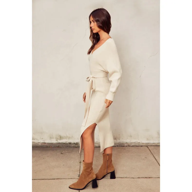 Easy To Love Knitted Midi Dress CREAM