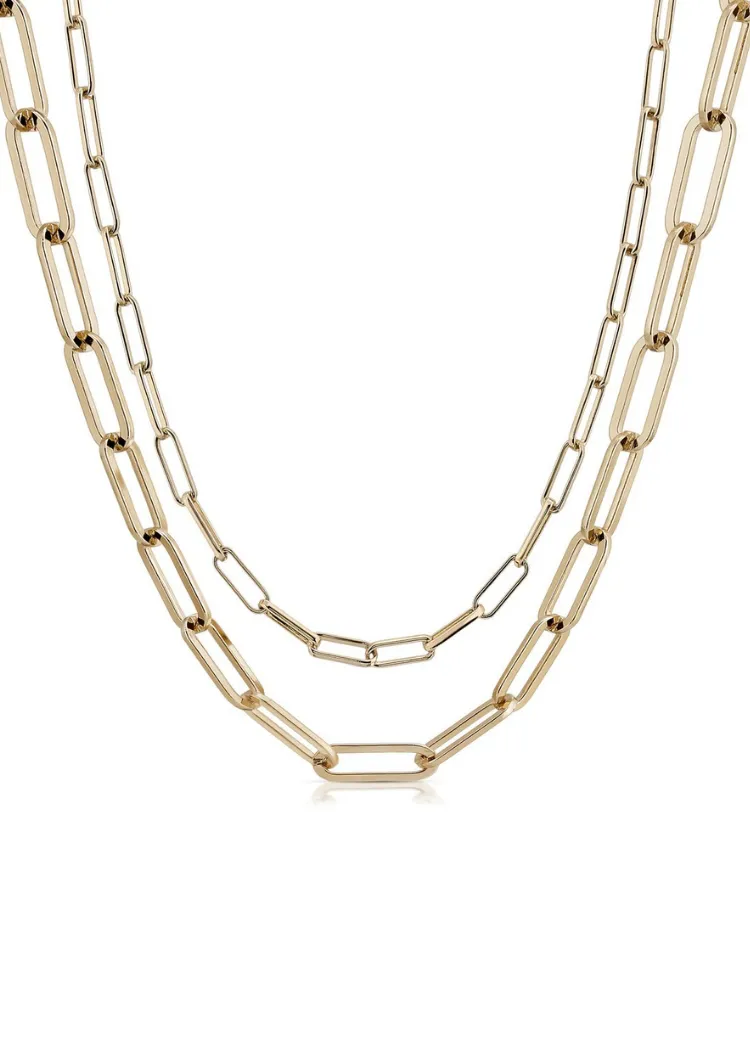 Eklexic Double Elongated & Large Elongated Link Chain Necklace