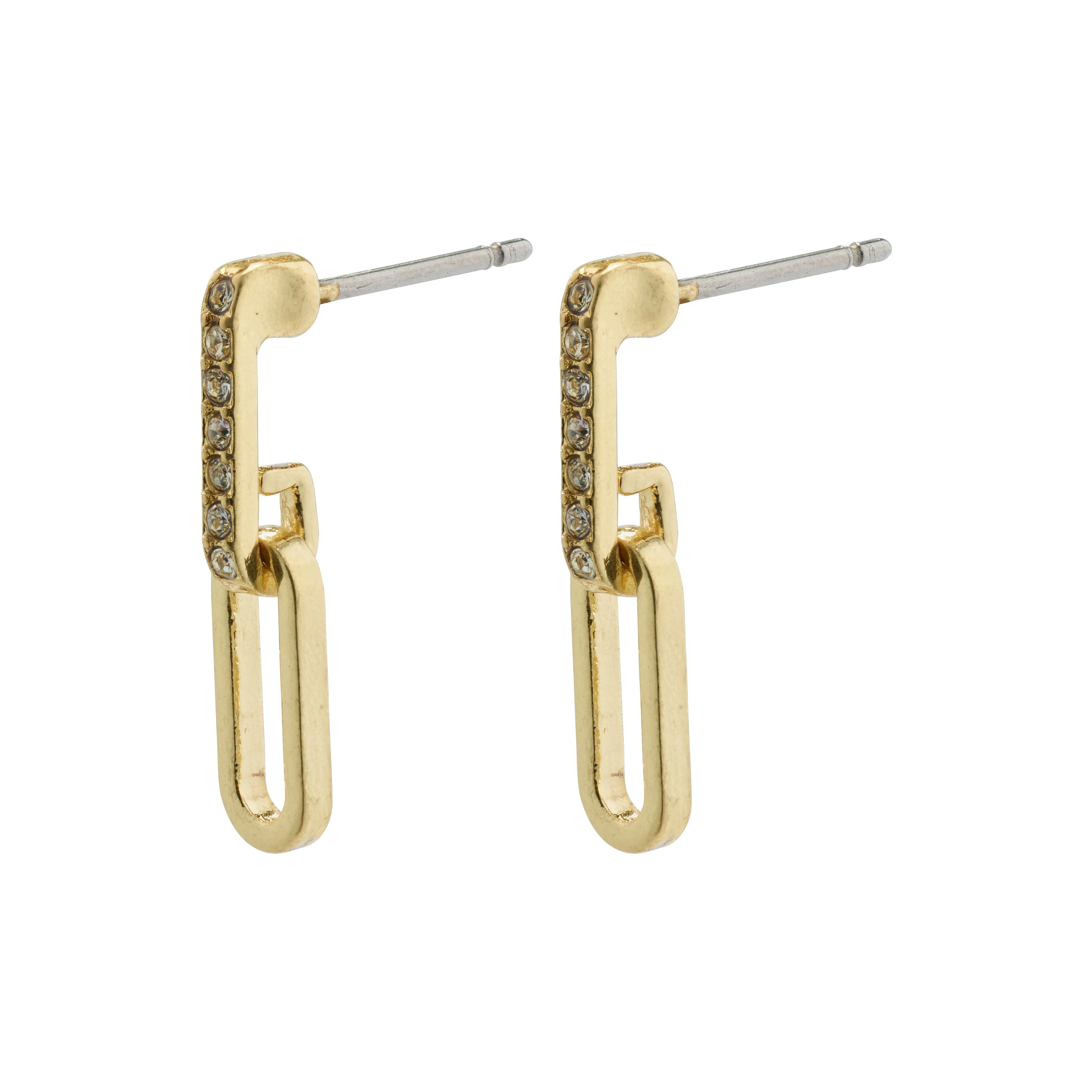 ELISE oval link crystal earrings gold-plated