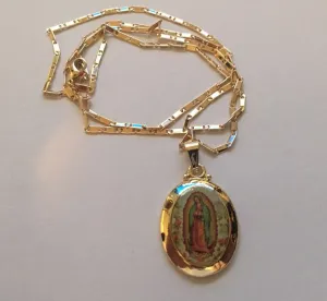 Fashion Trend Religious Style Madonna Gold Lady Guadalupe Drop-Shaped Pendant Necklace for Women Jewelry Gift