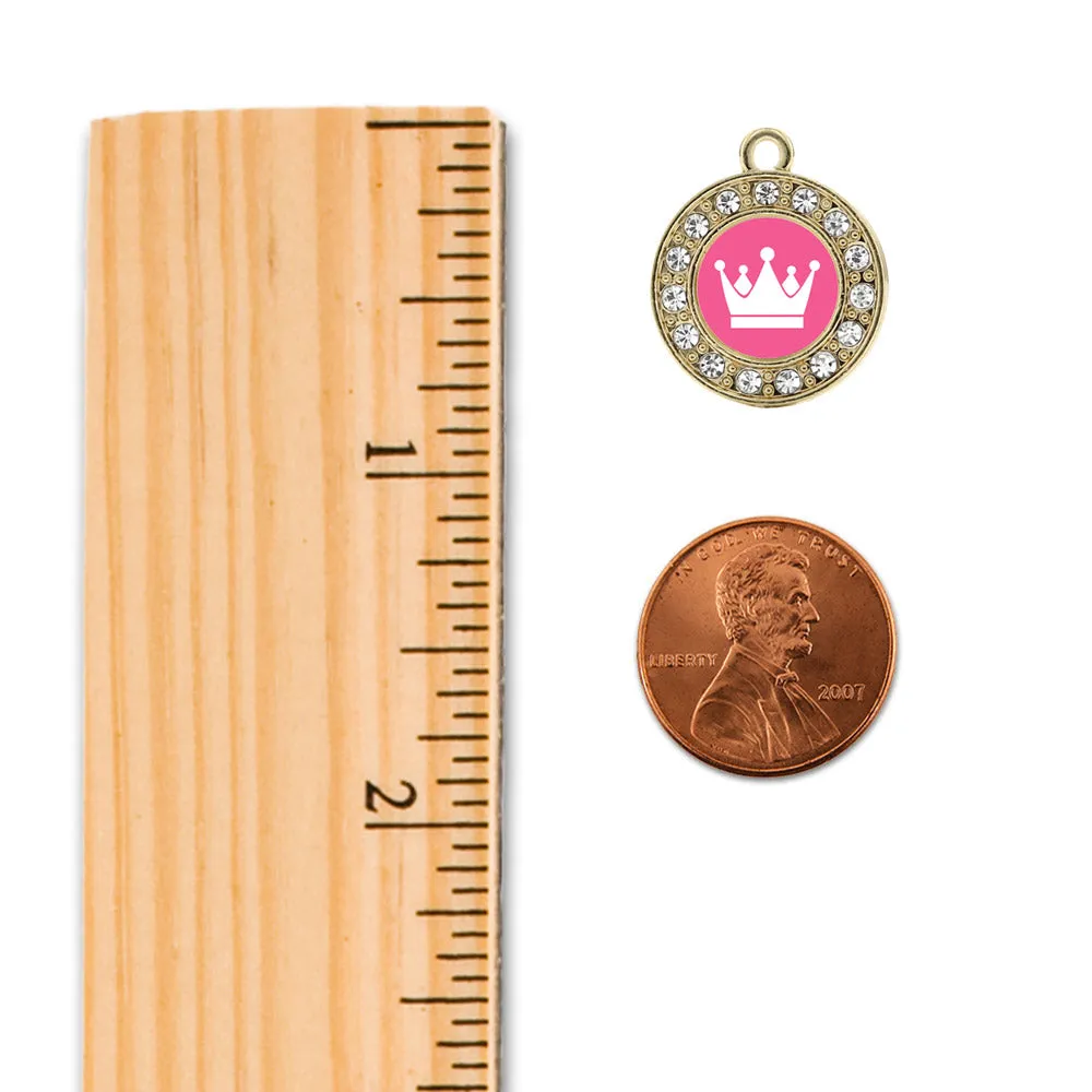 Gold Pink Princess Circle Charm Snowman Ornament