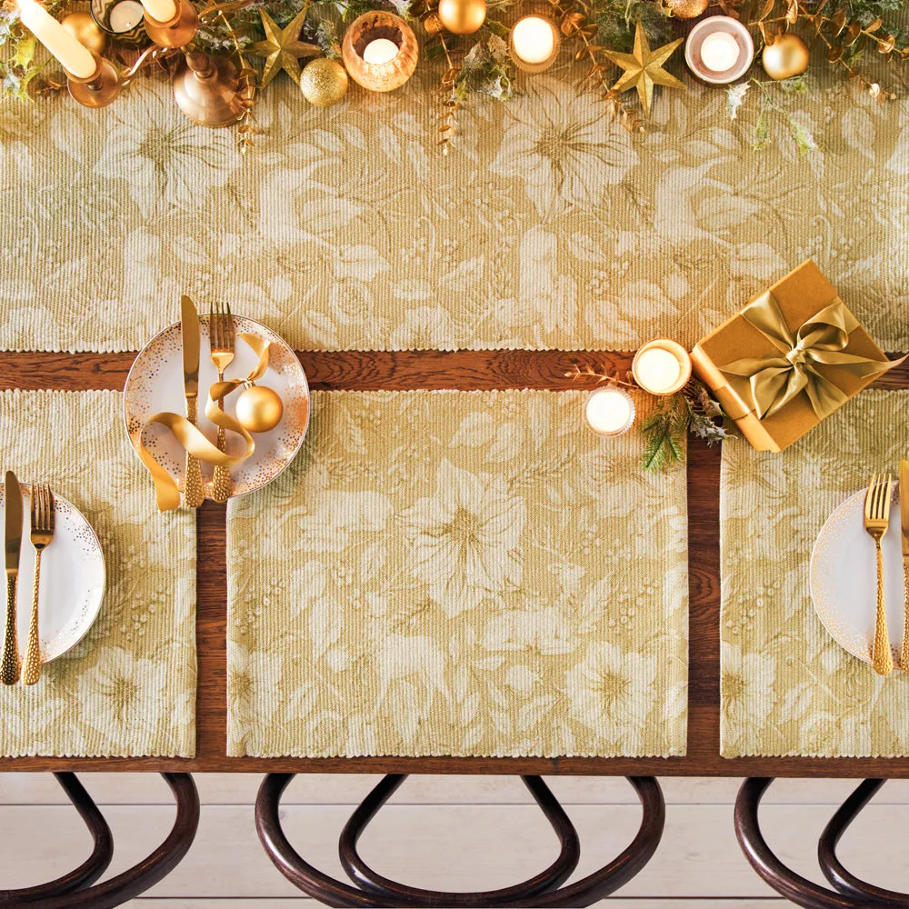 Gold Stag Set of 4 Christmas Festive Placemats Gold