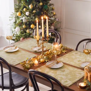 Gold Stag Set of 4 Christmas Festive Placemats Gold
