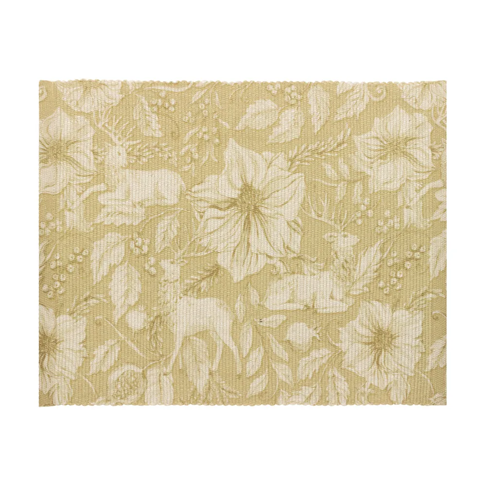 Gold Stag Set of 4 Christmas Festive Placemats Gold