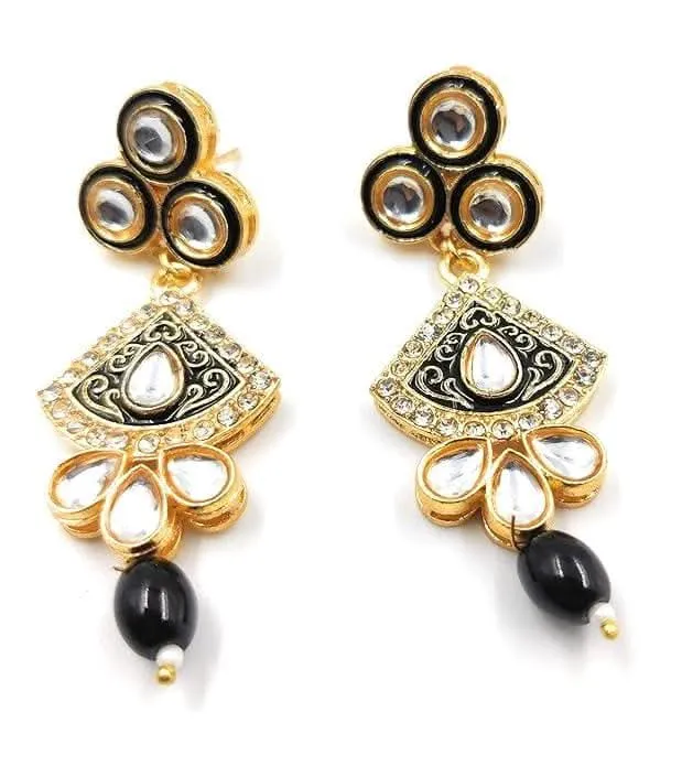 Handmade ad meenakari kundan chokar black color jewellery set