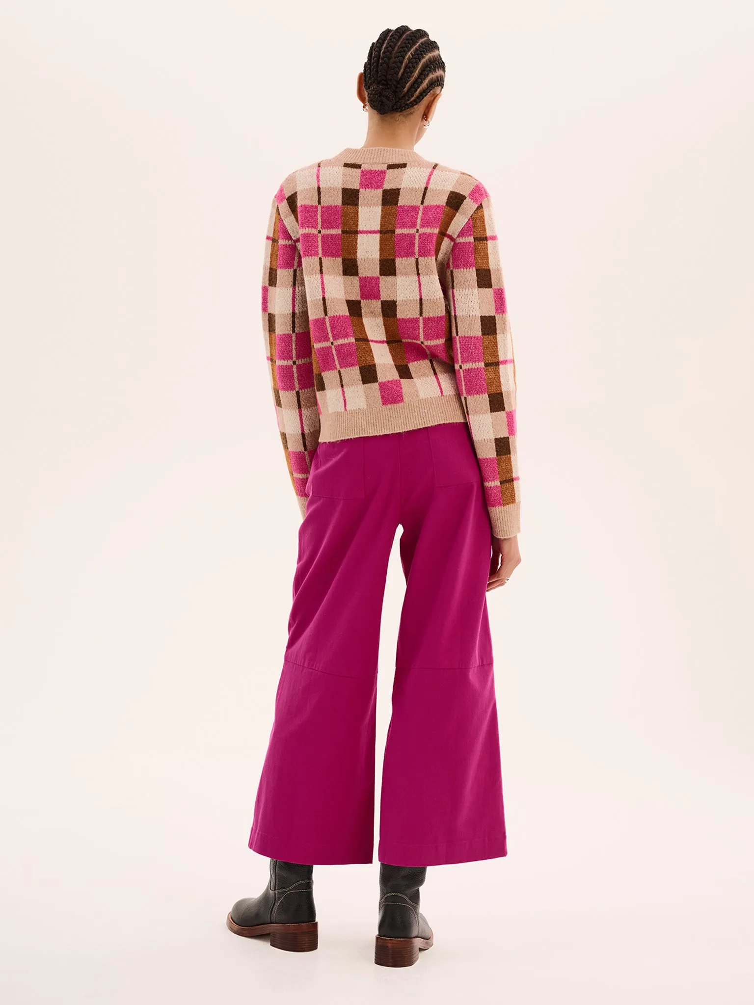 Kamaria Checked Cardigan in Neutral