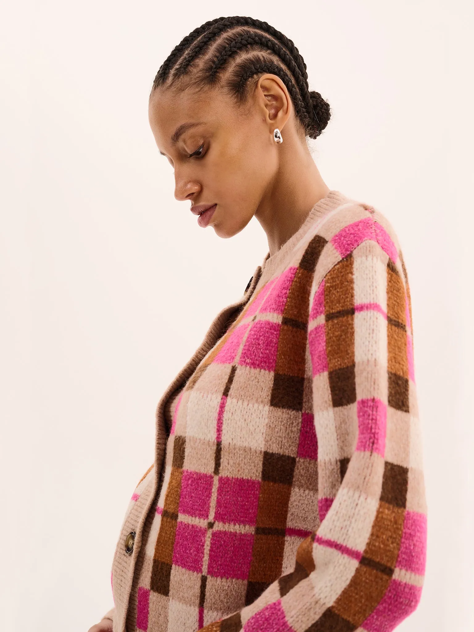 Kamaria Checked Cardigan in Neutral