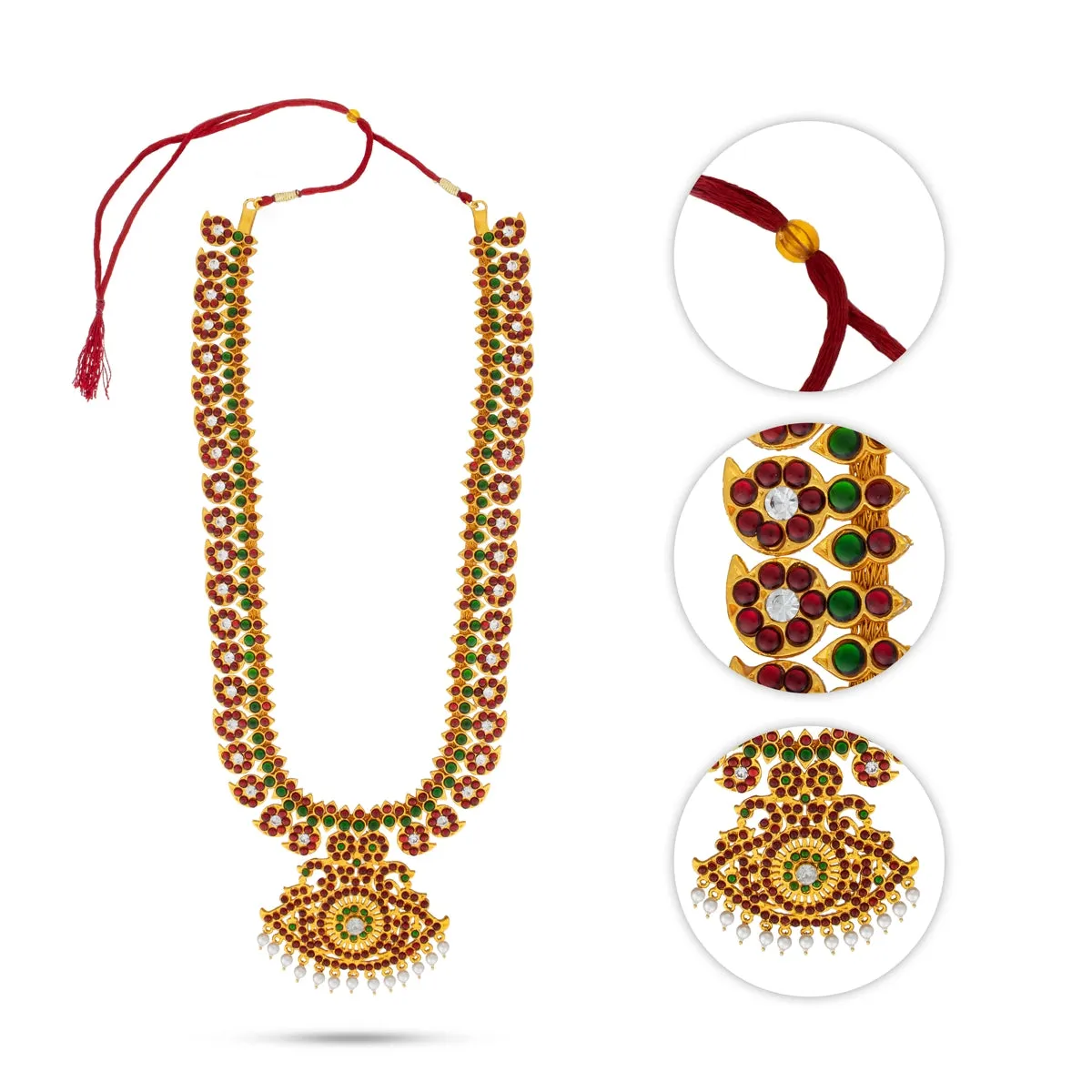 Kemp Stone Haram - 15 Inches | Mango Design Long Stone Necklace/ Kemp Jewellery for Dance