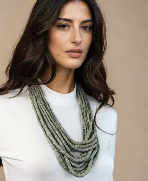 Layered Coconut Bead Necklace in Neutral Tones