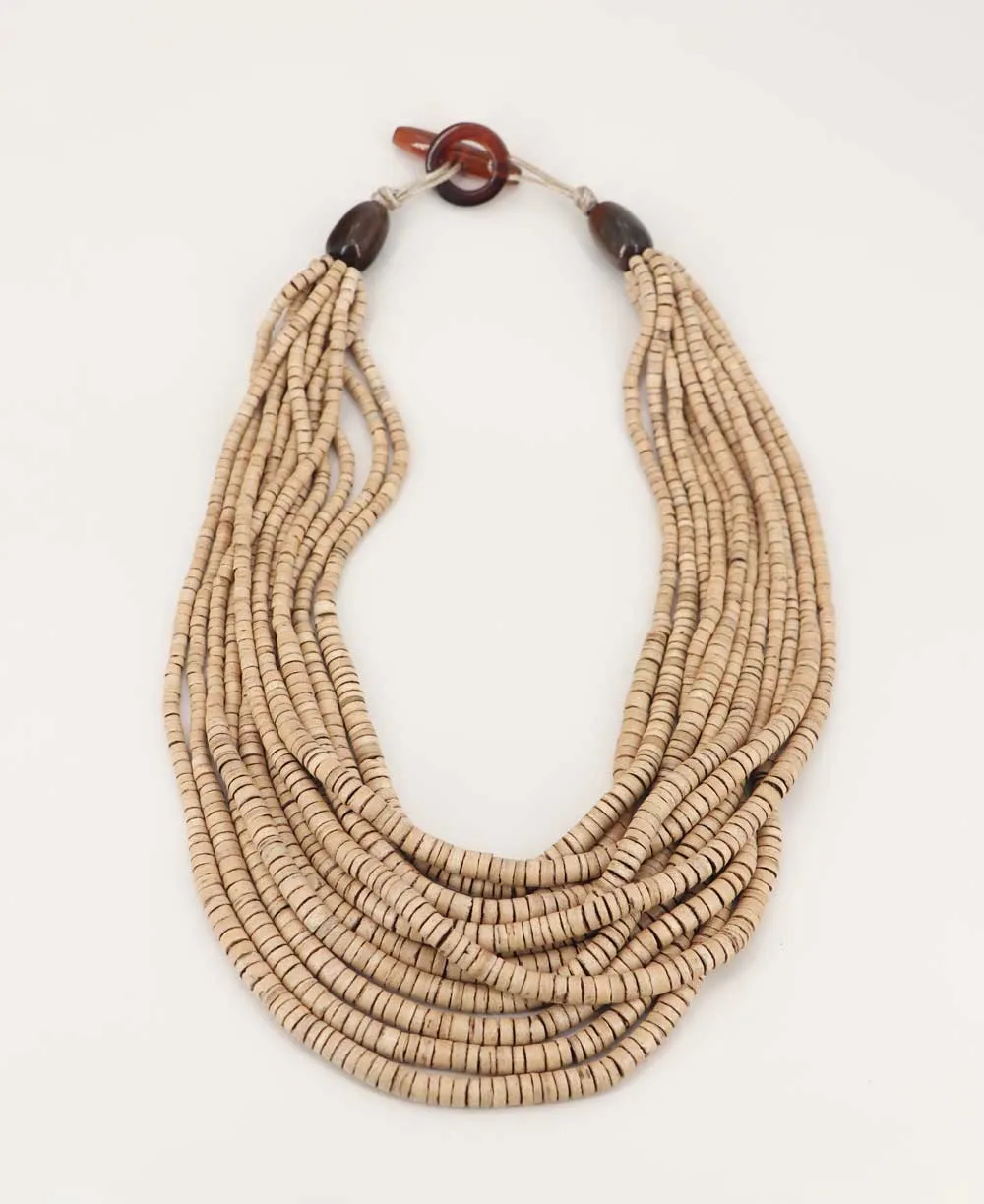 Layered Coconut Bead Necklace in Neutral Tones