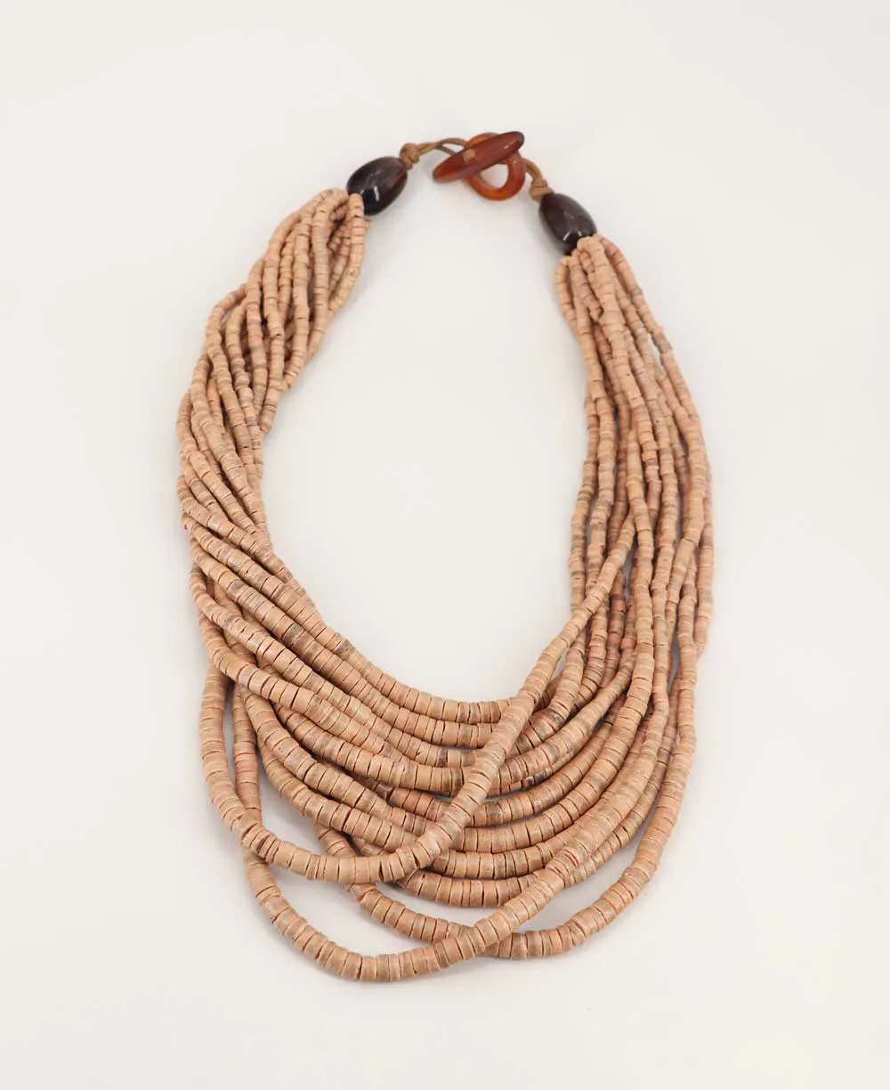 Layered Coconut Bead Necklace in Neutral Tones