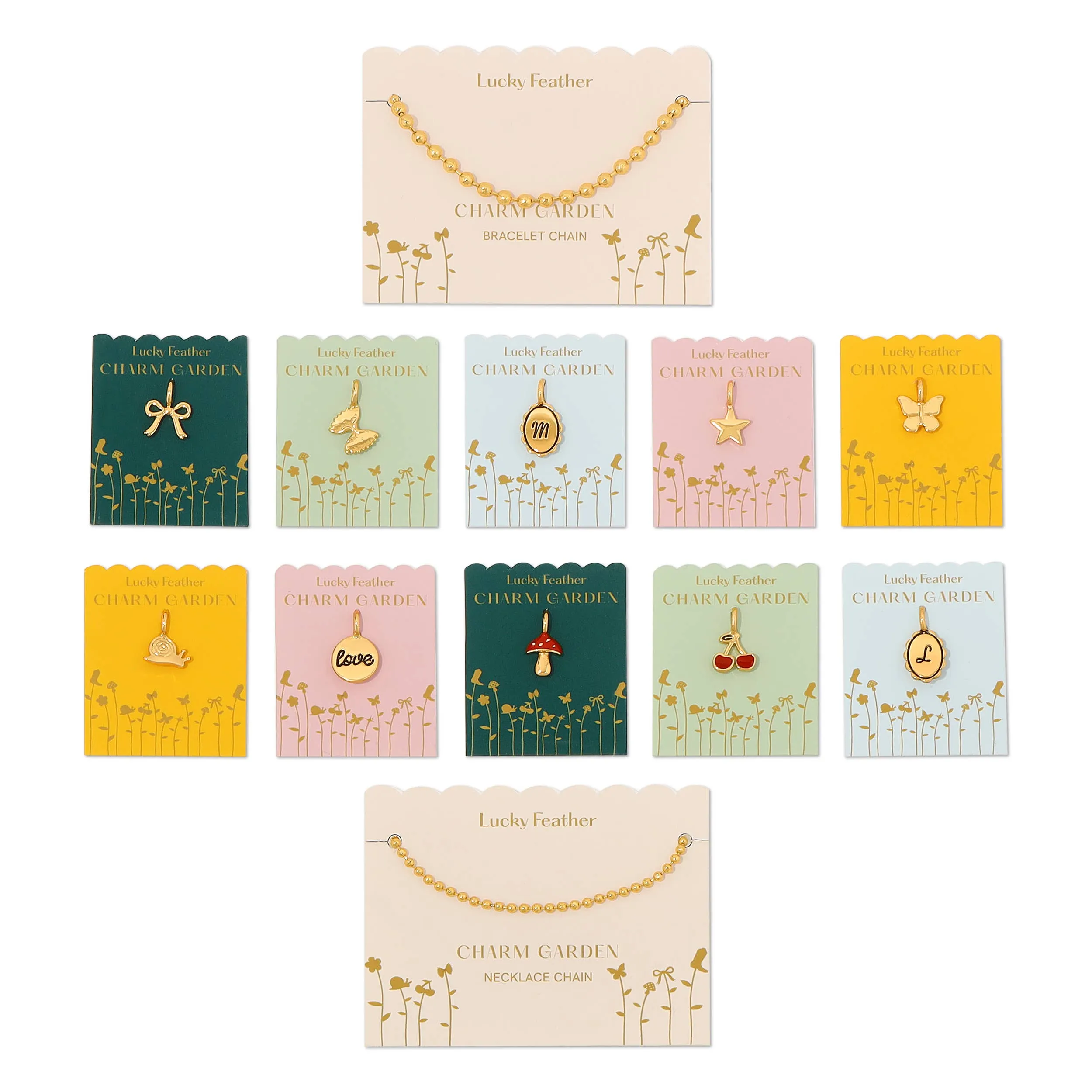 Lucky Feather - Charm Garden - Scalloped Initial Charm - Gold - T