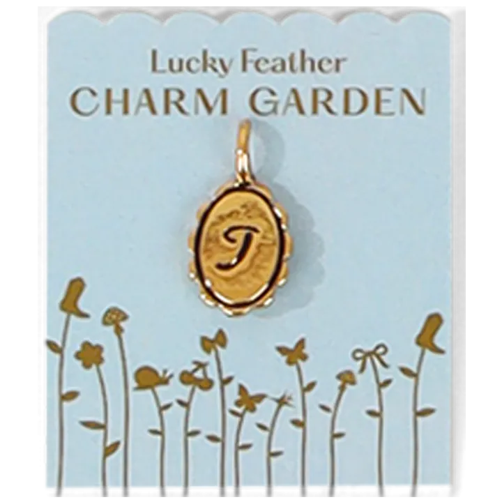 Lucky Feather - Charm Garden - Scalloped Initial Charm - Gold - T