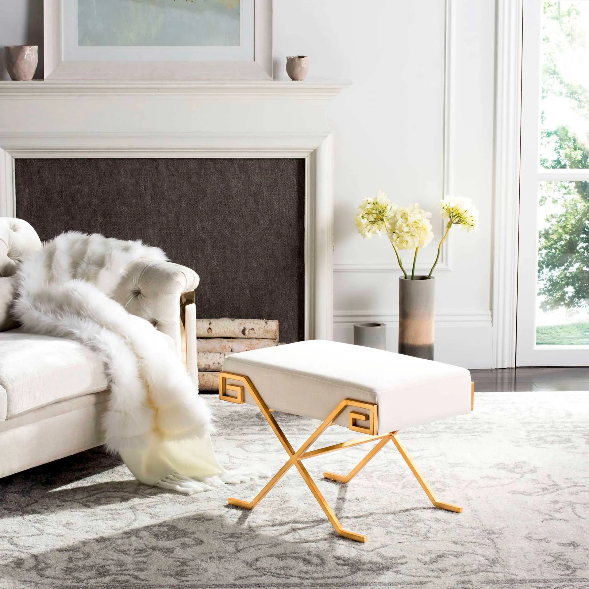 Luke Greek Key Bench Light Beige