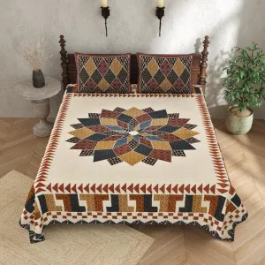 Madhura Ethnic Bedsheet - Beige