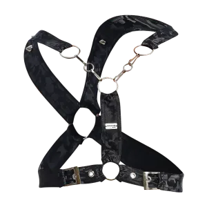 Male Basics Dngeon Leather Cross Chain Harness Black Camo One Size
