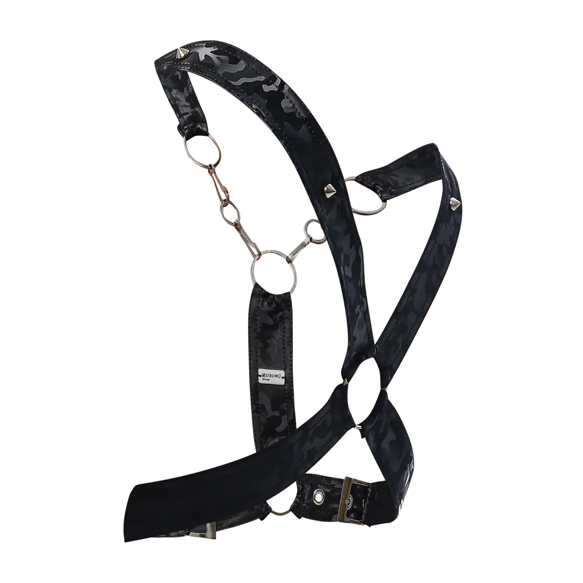 Male Basics Dngeon Leather Cross Chain Harness Black Camo One Size