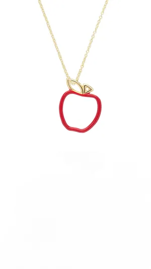 Manzana Necklace in Yellow Gold with Red Enamel