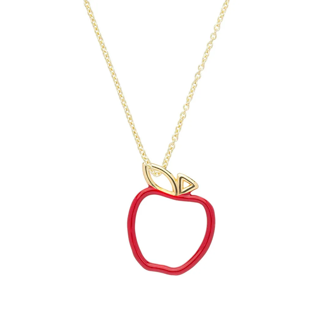 Manzana Necklace in Yellow Gold with Red Enamel